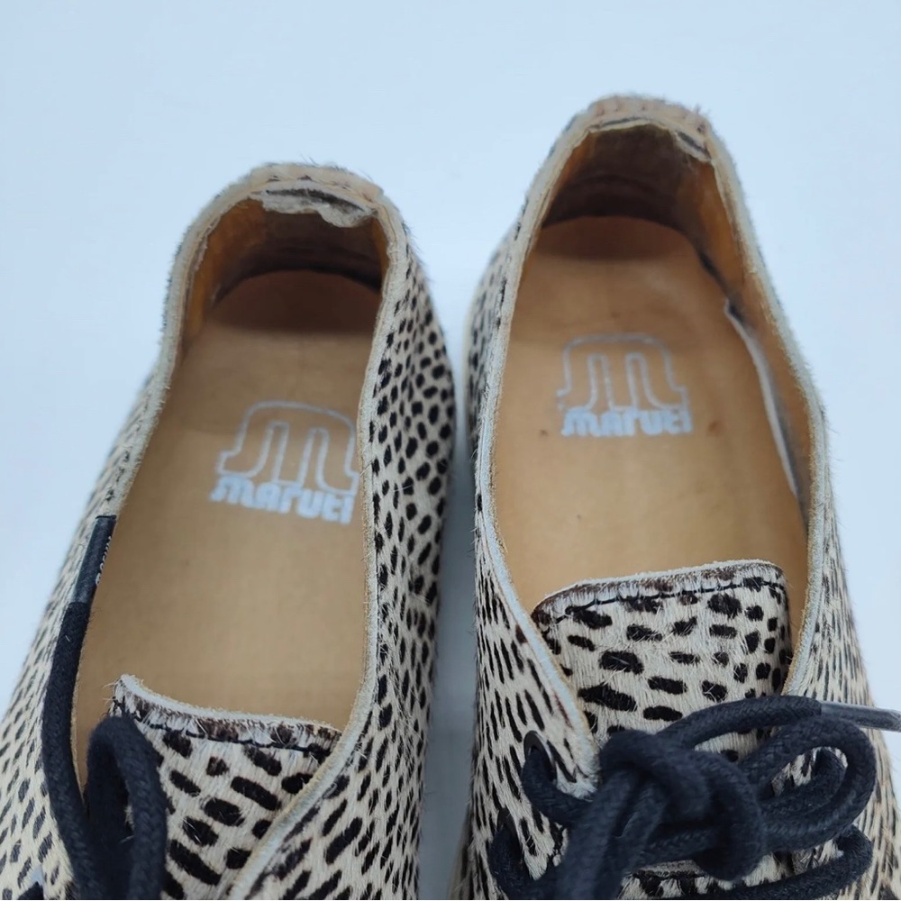 Maruti Brazz Lace Up Pony Hair Leather Animal Print Shoes Trainers EU 37 UK 4 - Picture 4 of 6